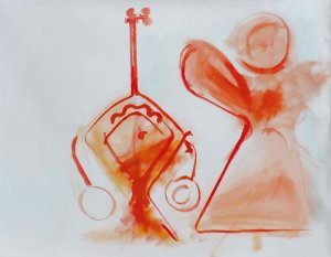 Народный мотив из вышивки, серия картин, 2019