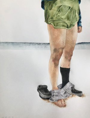 Dressing up on the beach, 2021